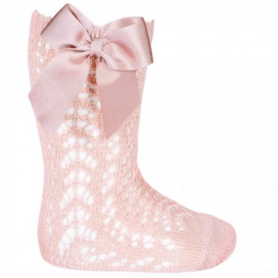 BOW SOCKS - Dusky Pink Crochet Socks
