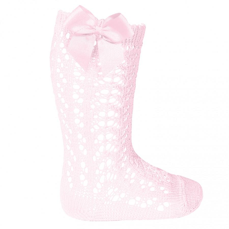 BOW SOCKS - Pink Crochet Socks