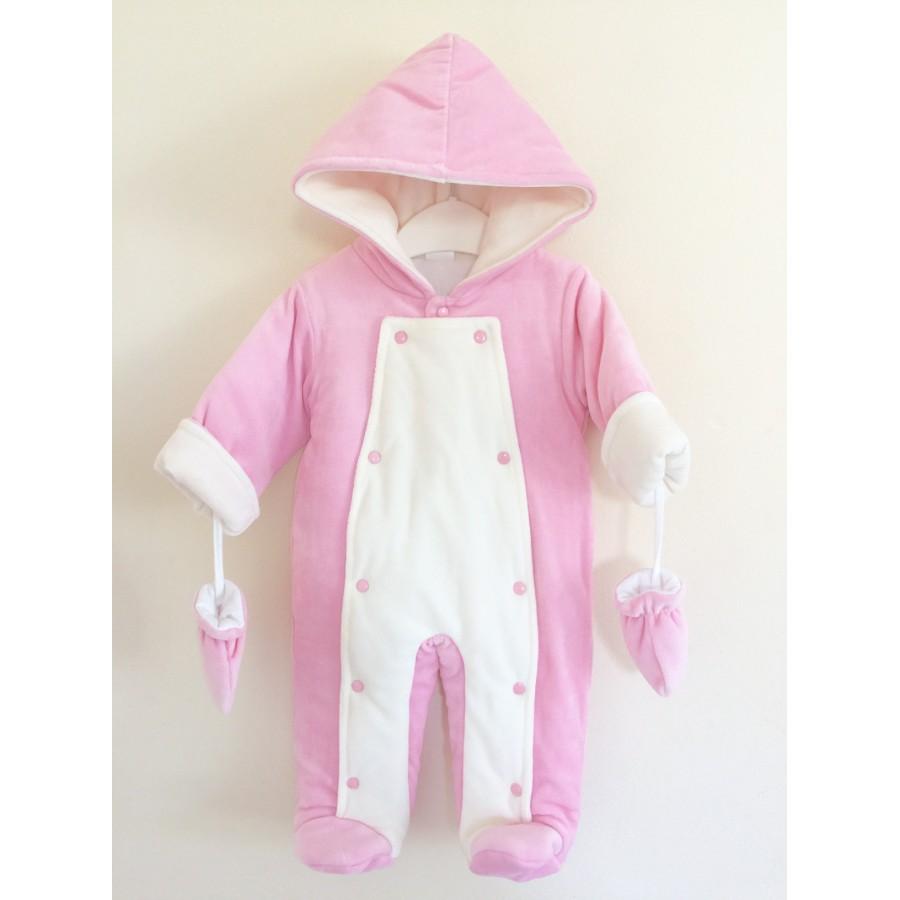 Knitwear - Baby Pink Hooded Snow Suit